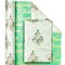 Reversible Green Christmas Wrapping Paper - Mini Roll - 17 Inch x 33 Feet - Watercolor Green Christmas Tree Wrapping Paper with Metallic Foil Shine for Holiday, Party, Celebration
